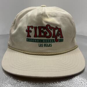 Vintage 90s Fiesta Casino Las Vegas Hat Rope Cap Cream Promo Snapback